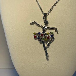 Ballerina Girl w/ multi-color stones in Tutu Women's Necklace NEW